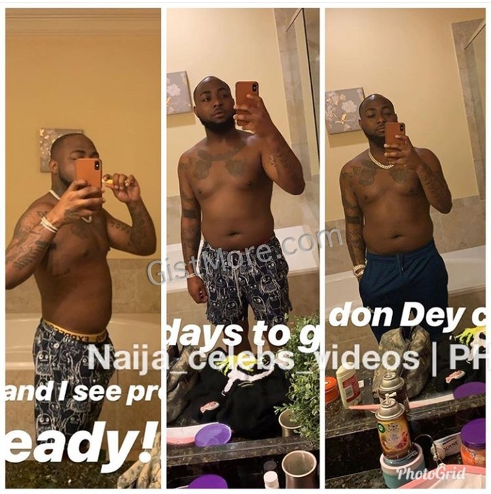 Nigerian singer, Davido shows off his 6packs progression after 11days in the gym…