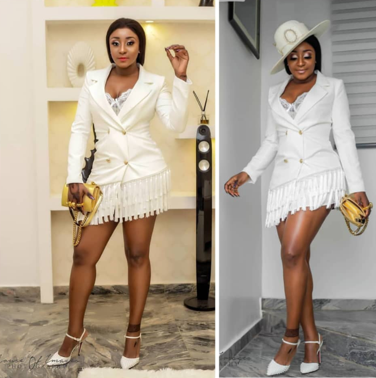 Ini Edo Stunning In White And Gold Ensemble