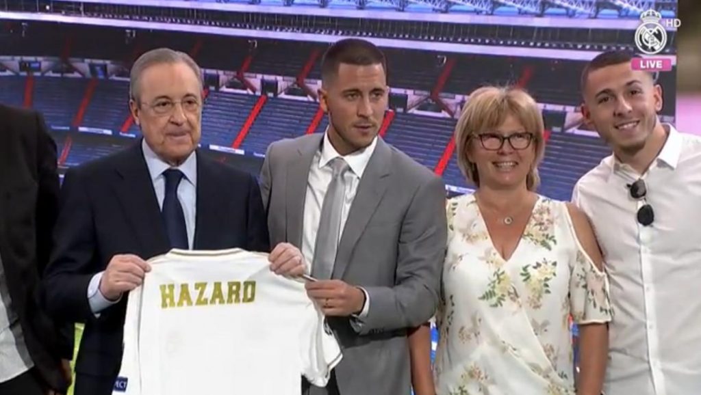  Today Eden Hazard was unveiled at the Santiago Bernabéu.  His family came out in full support…