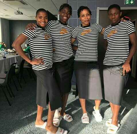 Photos Of Super Falcons Rocking Funny Black Skirts In France Have you ever seen Super falcons in skirts before? The falcons here decided to rock the feminine dress after their winning to South korea on Wednesday. Probably to show that even though they are energetic like Men, they are indeed Females phenotypically.