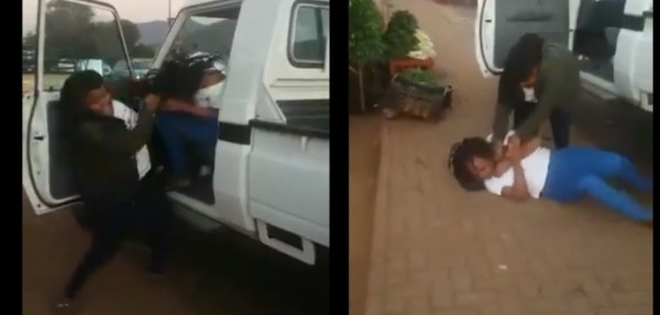 A viral video making rounds online, captured moment an angry South African lady assaulted her husband’s girlfriend on the street. The viral video got mixed reactions, as many web users have stated that the lady should have taken out her anger on her cheating husband and not his girlfriend while others insisted that girls who sleep with married men ought to be severely punished.