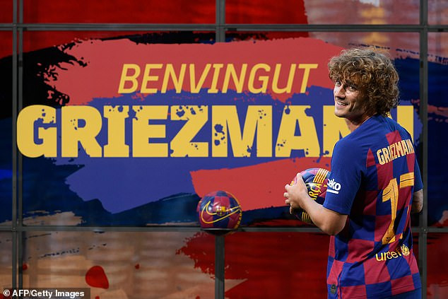 Barcelona unveil Antoine Griezmann following £108m move from Atletico Madrid, reveal his shirt No. (Photos) Antoine Griezmann has been officially unveiled as a Barcelona player after completing his £108million move from Atletico Madrid last week Friday. The 28-year-old France star signed a five-year deal with Barcelona that includes a staggering buy-out clause of £717million. Griezmann who was in good spirits as he posed in the Barcelona kit for the first time yesterday will wear the No 17 shirt for his new club. Addressing the media at the Nou Camp, Griezmann said: ‘I’m very excited to be here. I’m accepting a big challenge. I’m ready for what’s coming up.’