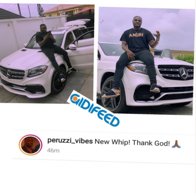 DMW Artiste, Perruzi Poses With His New Benz DMW Artist Peruzzi as joins likes of SpeedDarlington, other Nigeria n celebrities as he purchases a brand new benz car. He took to his page to make the announcement.