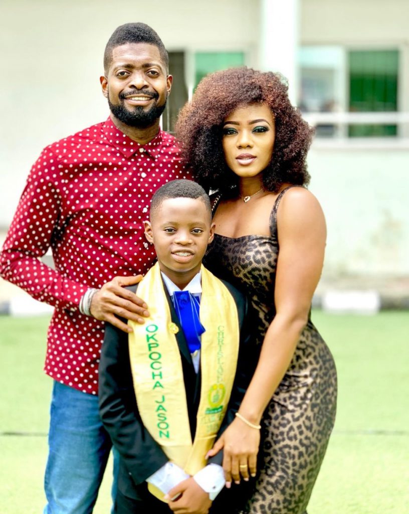 Jason Okpocha the son of famous Nigerian Comedian , Basket Mouth is now a graduate.  The Comedian reveals that he had to break his tour briefly just to attend Jason Graduation party, he photos on his page with caption saying…  Just like that…school fees wan increase so, that means the jokes go cost now oh. Ehen…I don talk am now oh.