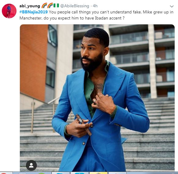 Many Nigerians have been making so many comments about the new Big Brother Naija housemate, Mike, saying that the accent he uses in the house is fake, considering he is from a Yoruba lineage. But the fact is that he grew up in Manchester and stayed there for most part of his life, so his accent is not fake or forced.