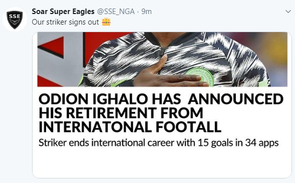 Odion Ighalo has reportedly called it quits with the Super Eagles shortly after a successful campaign at AFCON 2019. The former Watford striker and Shanghai Shenhua striker is a strong contender for the Golden Boot award after scoring five goals in the tournament.  Renowned Sports journalist Osasuo and Brila FM are reporting that Ighalo agreed with Super Eagles coach Gernot Rohr not to make a public statement before the third-place playoffs with Tunisia.