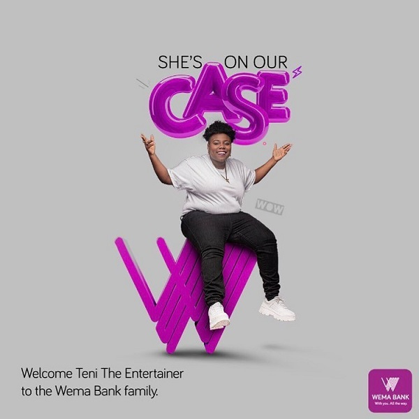 Nigerian singer and songwriter, Teni revealed on her instagram handle @Tenientertainer that she is now a brand ambassador for Wema Bank. In a post which she made on Friday, July 12, 2019, Teni said the bank is her new family and she is excitement to be the bank brand ambassador. She posted; “WEMABANK!! MY NEW FAMILY, “I’m super excited to be part of the @wemabank@alat_ng family as the #BrandAmbassador.“#TeniDeyOkayWithALAT #ALAT #WEMA#CANTSTOPWONTSTOP.”