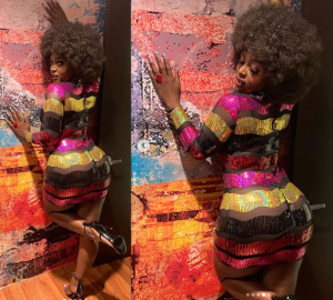 Love & Hip Hop Miami star and singer, Amara La Negra shared these sexy photos of herself posing in a see-through dress which flaunted herbare butt.