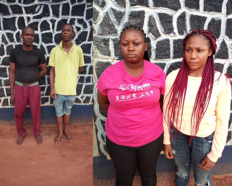 The Anambra state police command have arrested two ”one chance” robbery suspects and their female accomplices. A statement from the command says the suspects were arrested after their failed attempt to rob a 30-year-old woman, Nwanye Philomina of her N400, 000 on Tuesday July 30th.