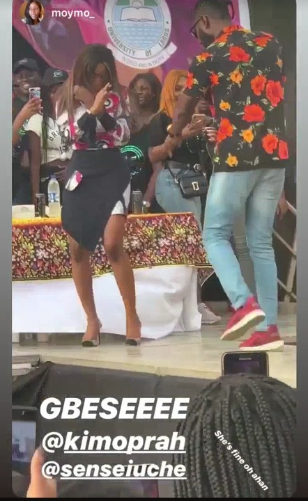 Evicted BBNaija 2019 Kim Oprah spotted dancing Gbe body / soapy on stage. The reality star and former Big Brother Naija is currently in Ethiopia enjoying life. Her gbe body dance on stage was really a blast as she nailed it.