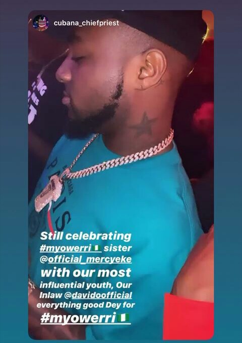 Last night in Owerri was too turnt, following the winning of the 2019 BBNaija pepper dem show by their own daughter, Mercy Eke. Night clubs and streets were shutdown after the Imo-born reality show star took home the N30m cash prize, a brand new car and other gifts which makes up her winning to N60m. Davido who’s in town to see his in-laws and friends wasn’t left in the celebration.