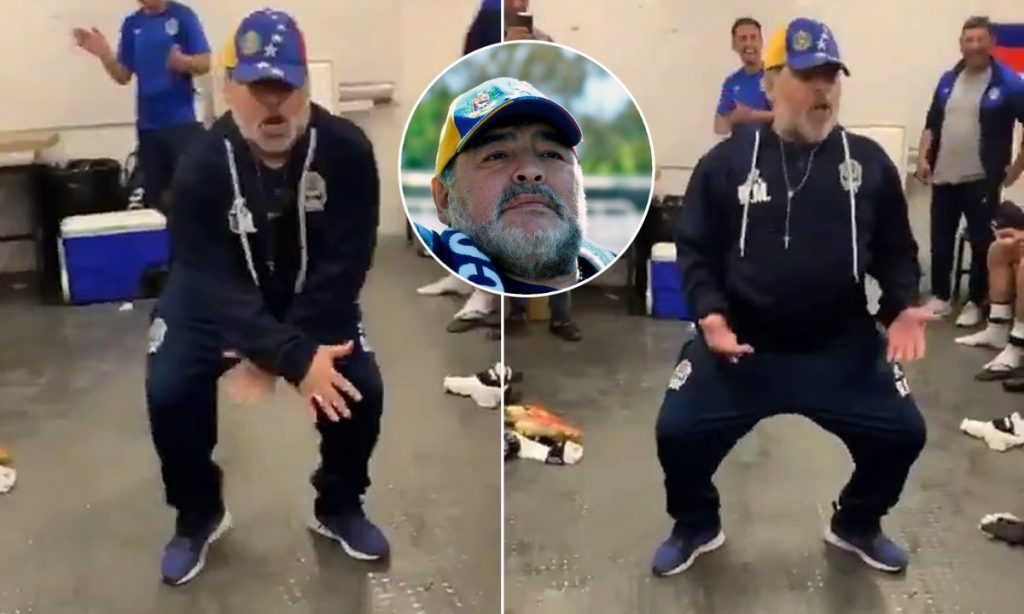 Diego Maradona showed off his dance moves after winning his first match as manager of Argentinian Primera Division side Gimnasia on Sunday The 58-year-old, who had surgery on his knees in the summer, wiggled his hips in the changing roomsas he celebrated the victory. Gimnasia, who were lifted off the bottom of the table with a 4-2 win over Godoy Cruz, face another must-win match on Saturday when they face 21st Union at home.