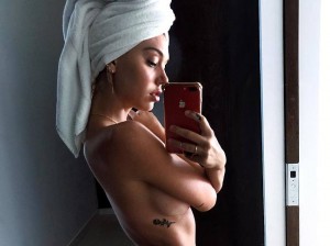 Alexis Ren Shooting Herself Topless After Shower