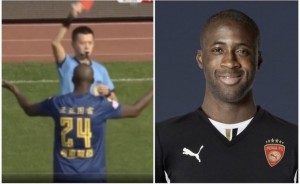 Toure ended up tussling with his opponent and ended up kicking out at him.