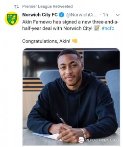 Norwich City are delighted to announce that centre-back Akin Famewo has signed a new three-and-a-half-year contract with the Club, extending his stay at Carrow Road until June 2023.