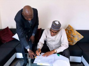 Abba Kyari takes bill to Buhari in London for signing The Chief of Staff to the President, Abba Kyari, on Monday took a bill to President Muhammadu Buhari, who is in London on a private visit, for signing.