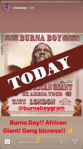 Wizkid congratulates Burna Boy for wining Best Africa Act Award At 2019 MTV EMA’s. Gistmore reports