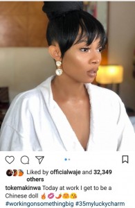 Media personality, Toke Makinwa dazzles fabulously as she rocks new beautiful look as a chinese doll. She rocks complimenting hairstyle which proffers the look. She shared the photos on her IG page, captioning: ‘Today at work, I get to be a Chinese doll’