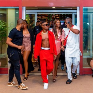 Starboy front man, Wizkid steps out as father christmas with his crew to his concert that hold yesterday in Abuja.