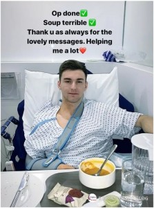 Kieran Tierney has taken to social media to reveal he had a successful operation after dislocating his shoulder against West Ham.