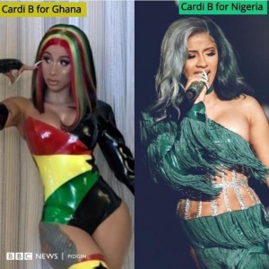 Check Out Cardi B’s Outfit In Nigeria Vs In Ghana (Photos) What Cardi B wore to perform for Nigeria V what she wore to perform in Ghana.