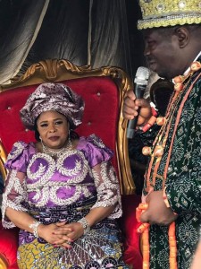 Her Excellency Dame Patience Ibifaka Jonathan was conferred with a chieftaincy title as the Nneoma 1 of Omuma Land by the Paramount/ First Class Traditional Ruler of Omuma Kingdom, His Royal Majesty, King Barr Eze Onyekachi Amaonwu JP.