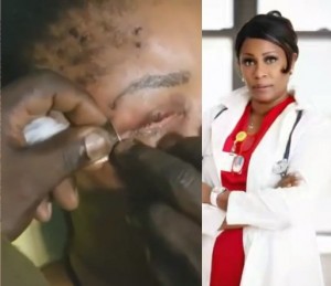    Actress, Angela Okorie, who was recently attacked by persons she alleged were assassins,  this morning shared a new video showing someone attending to her battered face.