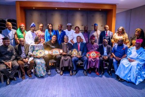 President Buhari met with Nigerians living in the United Kingdom today in London and Anthony Joshua was in attendance.   Anthony Joshua greeted President Buhari in a special way by prostrating for him and also took a selfie with him.