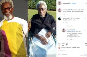 New photos of veteran actor and Tinsel star, Victor Olaotan has left Nigerians in shock after being shared by his younger colleague, Seun Ajayi.   Though Nigerian billio