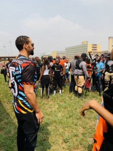 Ex-Manchester United player Rio Ferdinand visits Computer Village, Lagos. Ferdinand was brought to Nigeria by Guinness and has been going on a media tour.