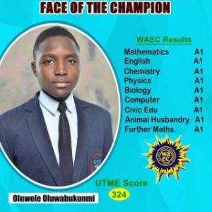 Oluwole Oluwabukunmi Got A1 In 9 Subjects In WAEC And Scored 324 In JAMB 