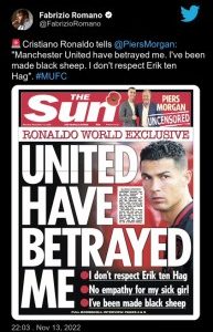 Cristiano Ronaldo -Manchester United have betrayed me