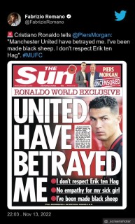 Cristiano Ronaldo -Manchester United have betrayed me