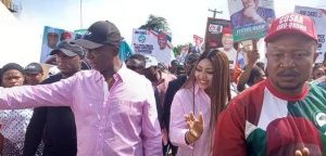 Ned Nwoko And His Wife, Regina Daniel In Delta To Campaign For Atiku