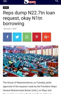 Reps Dump N22.7 Trillion Loan Request, Okay N1 Trillion Borrowing