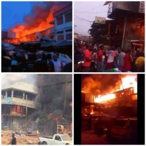 Fire Breaks Out in Onitsha Main Market, Shops And Offices Destroyed