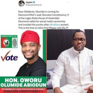 Olumide Oworu Set To Retire Desmond Elliot From Lagos House Of Assembly See Why