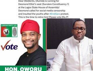 Olumide Oworu Set To Retire Desmond Elliot From Lagos House Of Assembly See Why