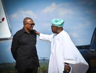 Peter Obi Meets With Olusegun Obasanjo At Anambra Airport