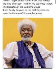 Charly Boy Said Wole Soyinka Can Never Be The Man Achebe Was