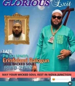 May your wicked soul rest, innova junction - Sam Larry obituary notice trends