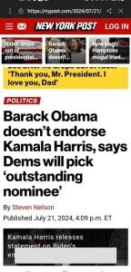 Barack Obama Refuses To Endorse Kamala Harris