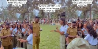 Beautiful Moment NDLEA Officer Proposes To Corper Girlfriend