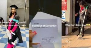 Beautiful lady shows what she studied in university vs. what she does for a living