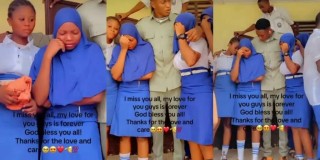 Female students cry a river as their favourite corper announces his departure from their school