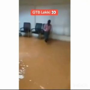 GT Bank Lekki Flooded After A Heavy Downpour (Video)