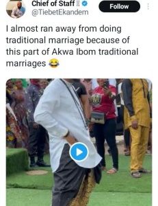 Groom shows part of Akwa Ibom traditional wedding that almost discouraged him from doing the ceremony 