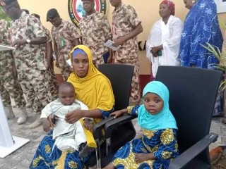 “I was married to 8 terrorists and gave birth to 3 children” rescued Chibok girl with 2 kids speaks after 10 years in captivity