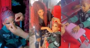 Lady fixes nails, eyelashes, wig for little daughter, video sparks outrage