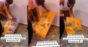 Man Destroys Frame Girlfriend Got For Him After She Broke Up With Him